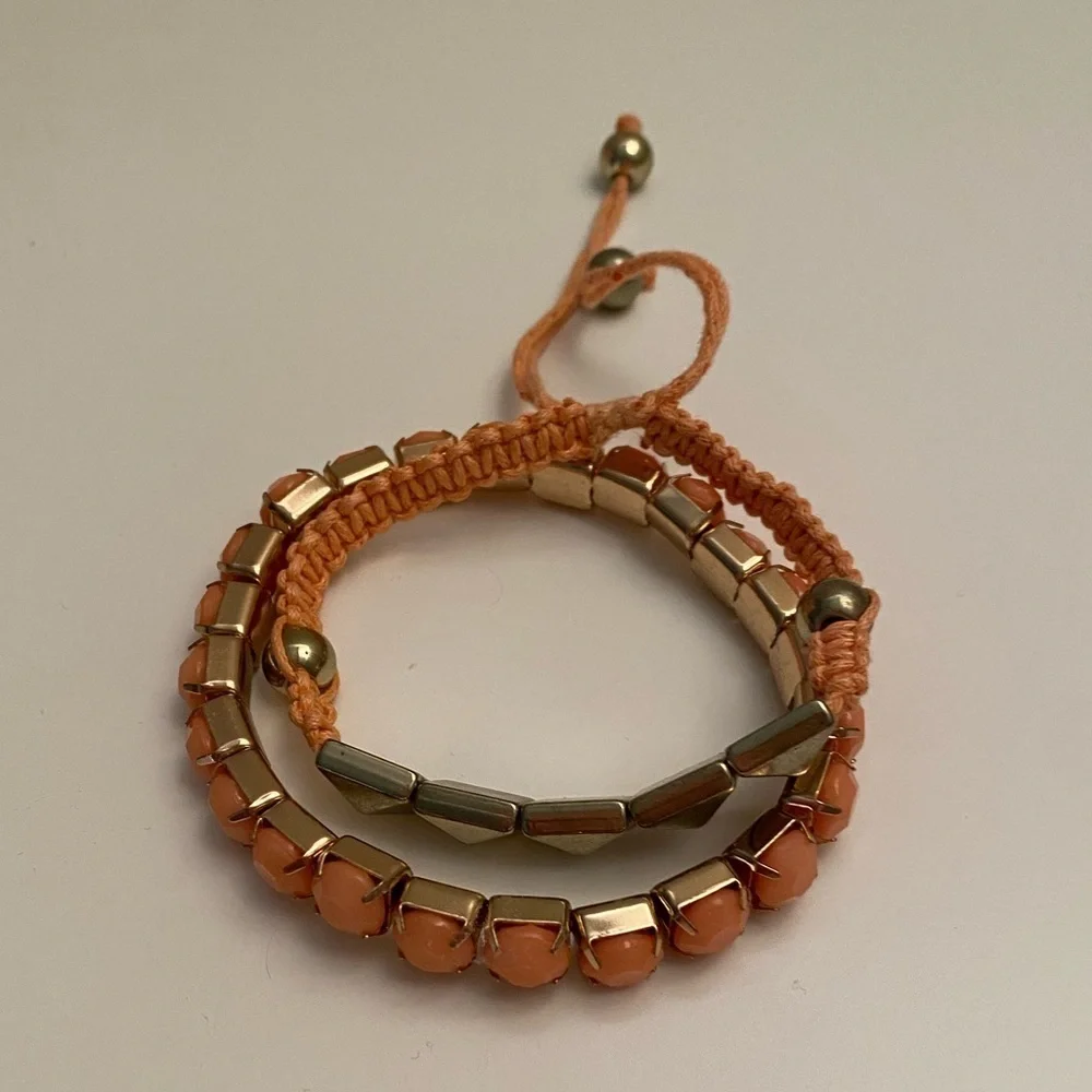 Set of two coral bracelets.